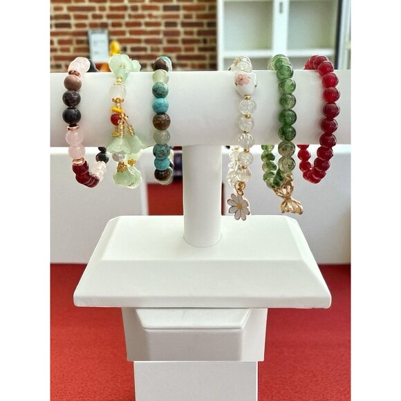 Unbranded Jewelry - Stretch Beaded Bracelets-Lot of 6-Multicolor-Assorted Bead Types